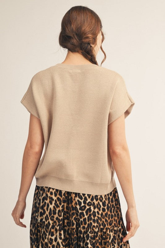 Champagne Front Knotted Sweater