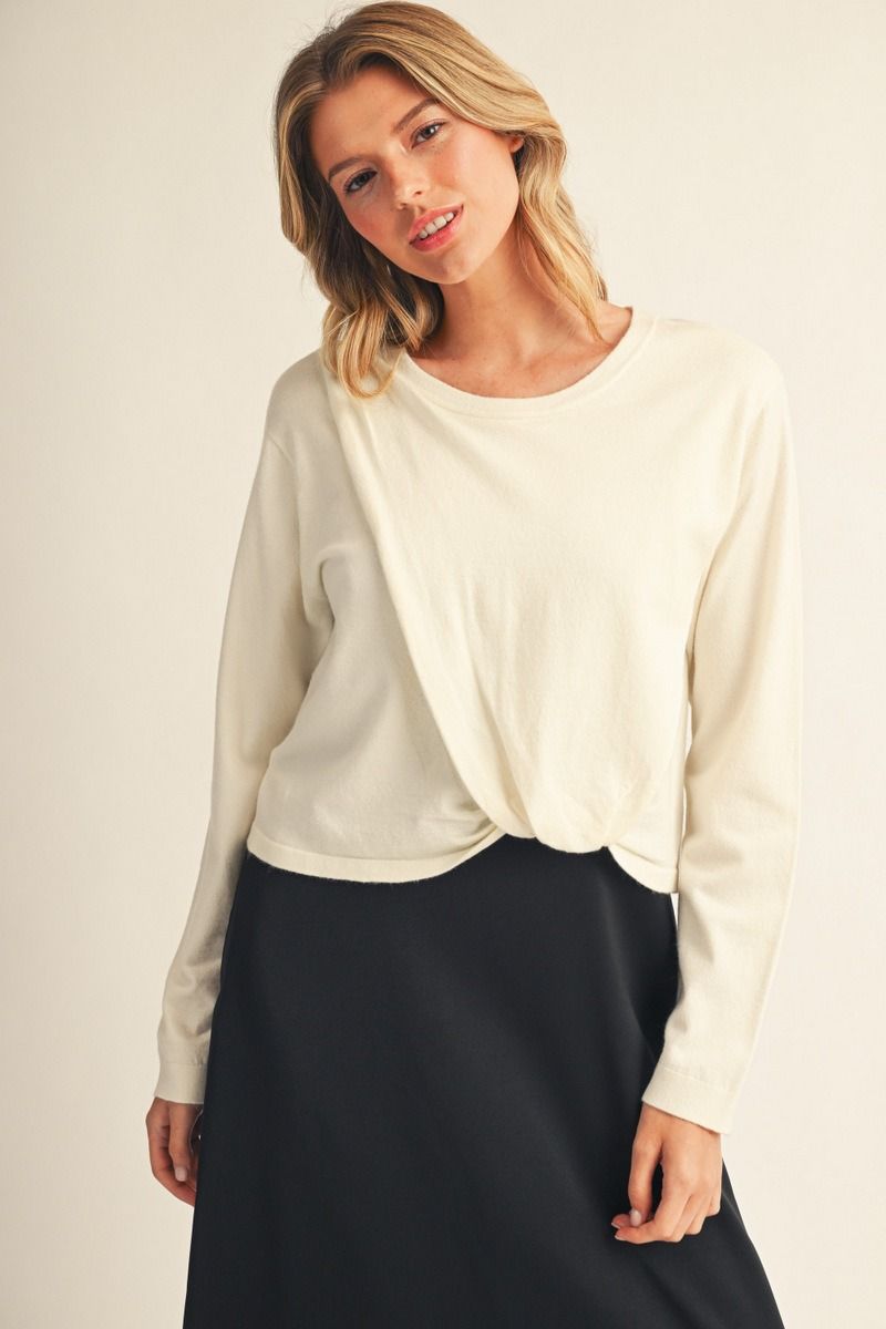 Cream/Red Twist Top