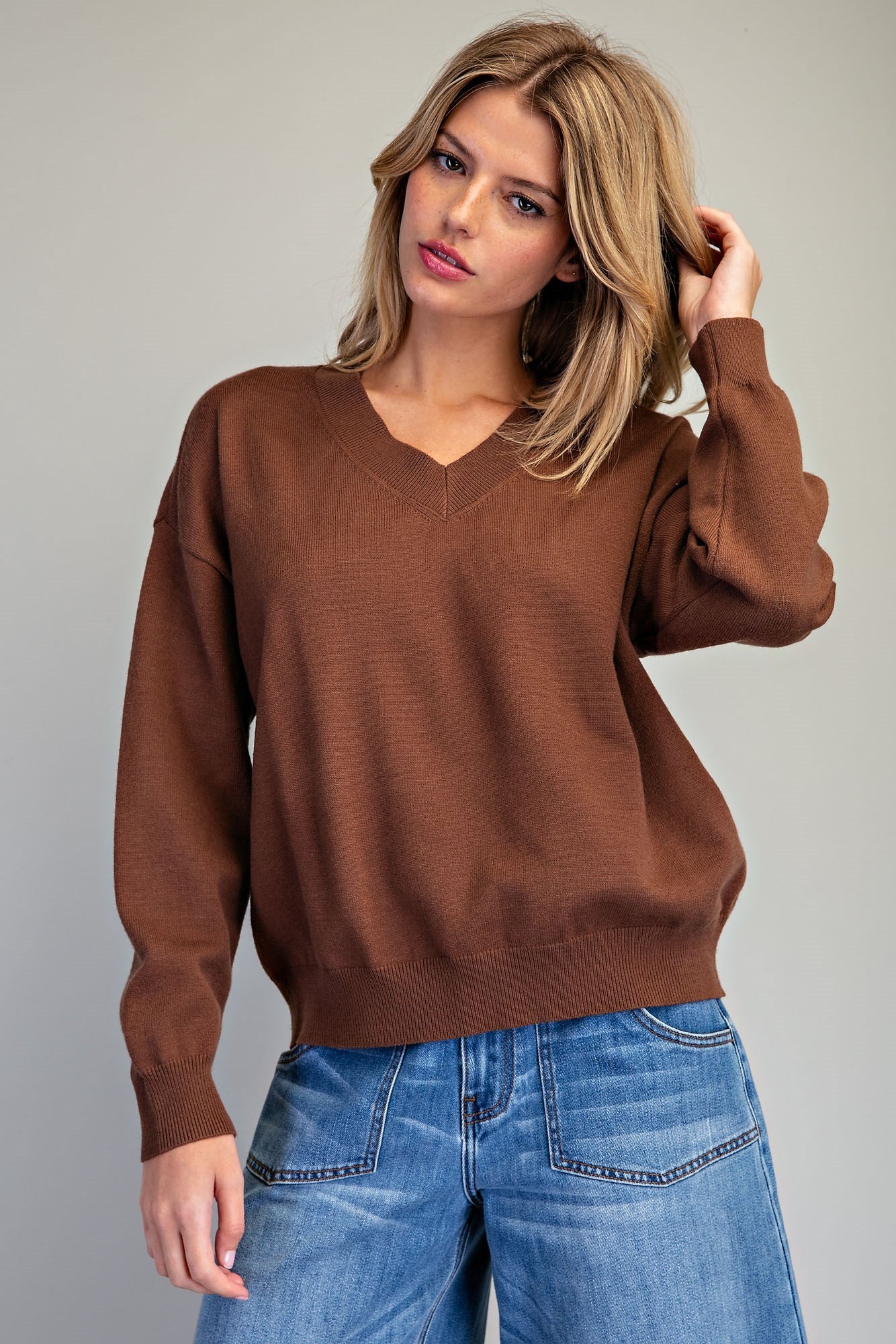 Brown V-Neck Sweater