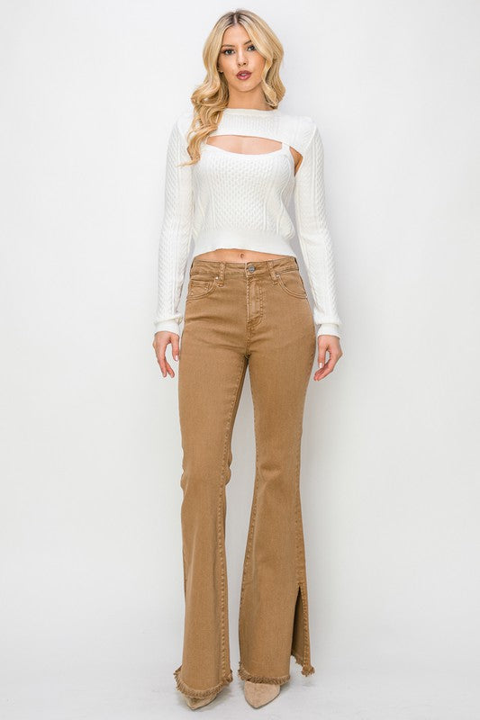 Cocoa Risen Slit Flares