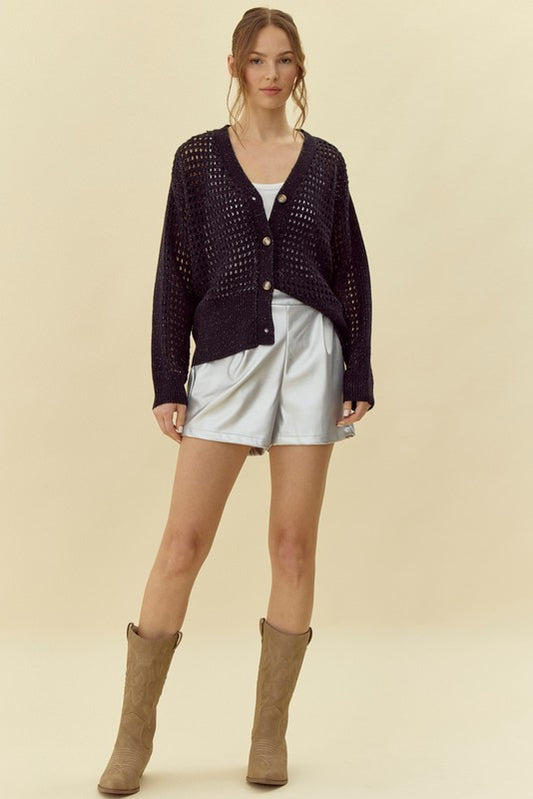 Silver Pleather Shorts