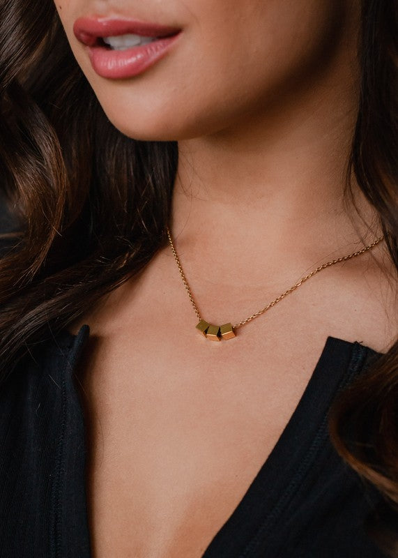 Gold/Silver Cube Pendant Necklace