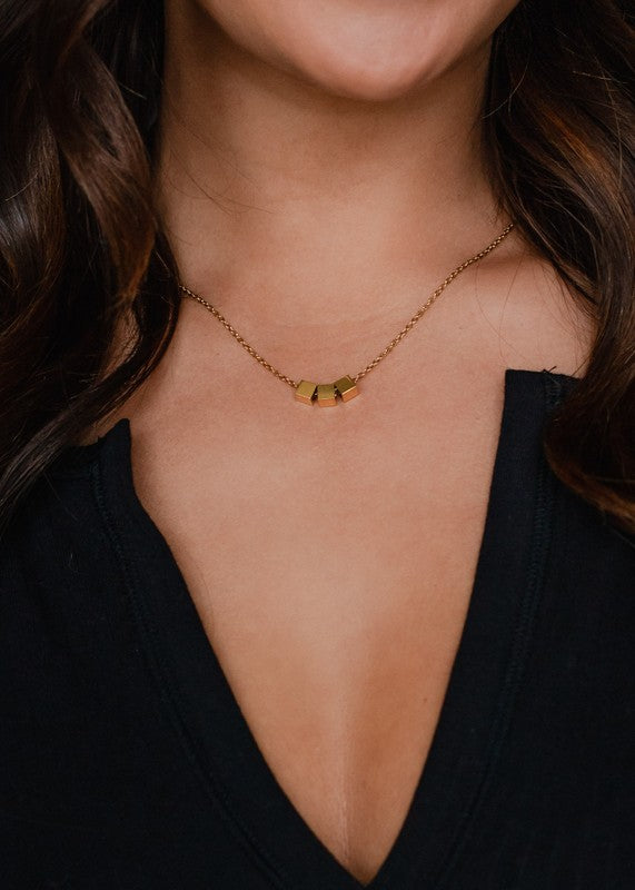 Gold/Silver Cube Pendant Necklace