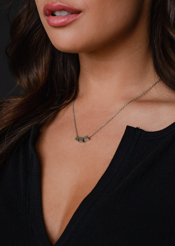 Gold/Silver Cube Pendant Necklace