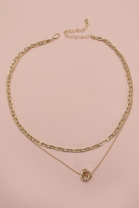 Gold Floral Knot Necklace