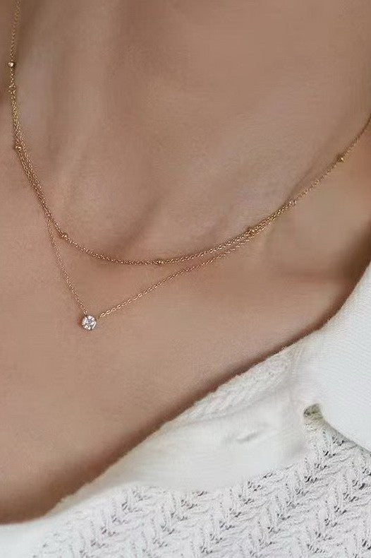 Rhinestone Ball Layered Necklace