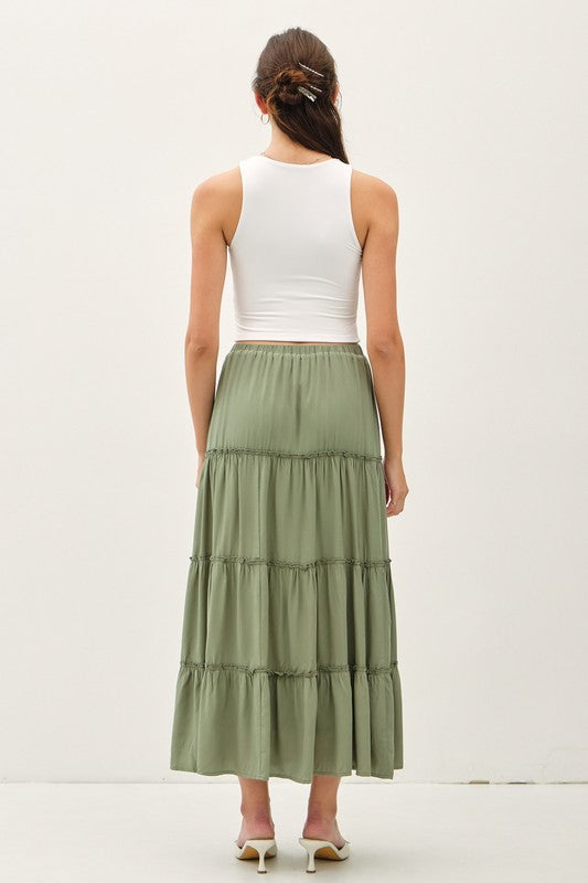 Spruce Tiered Maxi Skirt