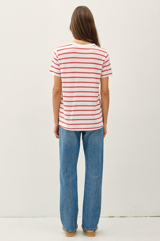 Cranberry Striped Tee