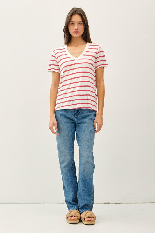 Cranberry Striped Tee