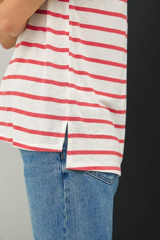Cranberry Striped Tee