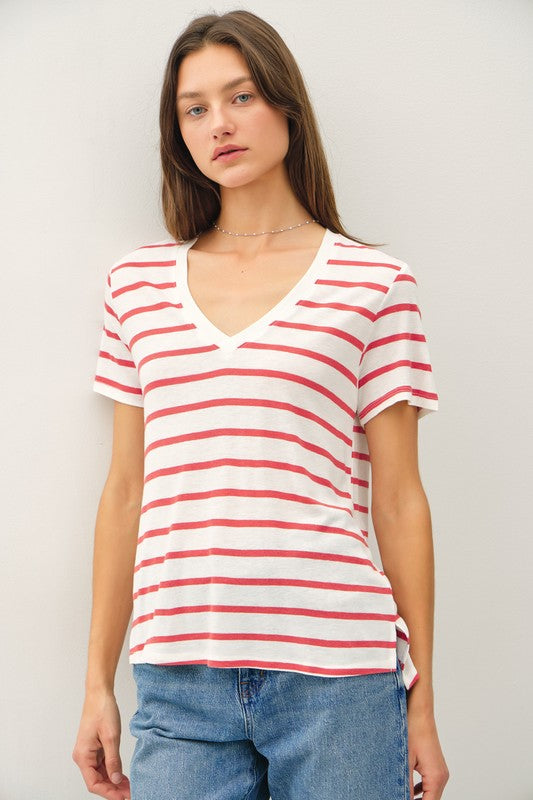 Cranberry Striped Tee