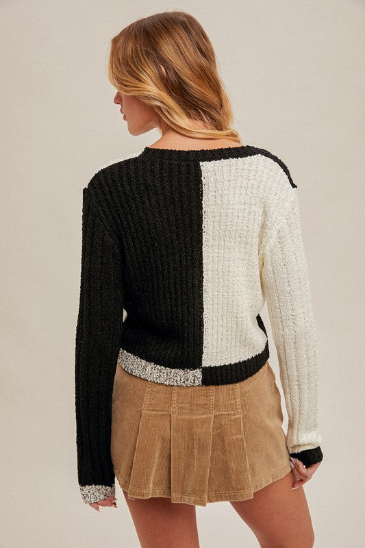 Yarn B/W Textured Cardi