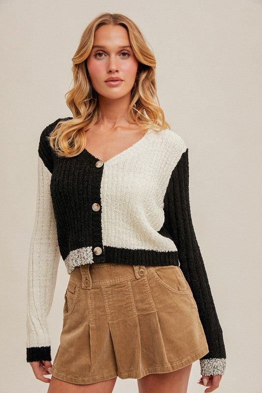 Yarn B/W Textured Cardi