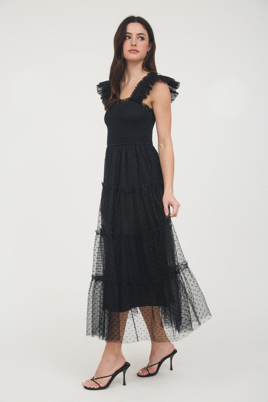 Black Polka Dot Chiffon Dress