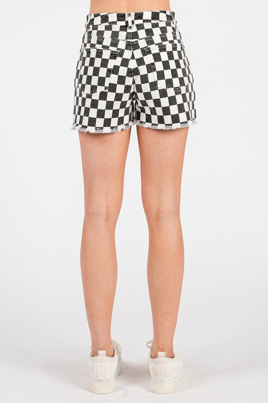 Black Checked Shorts