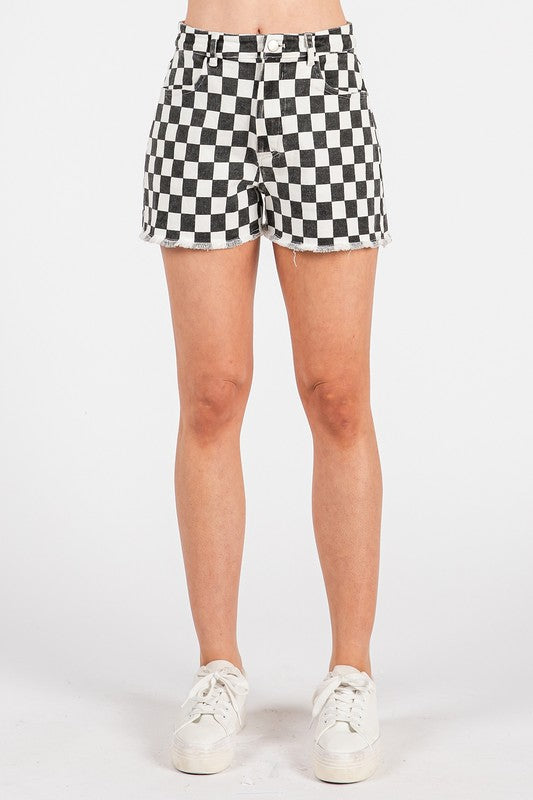 Black Checked Shorts