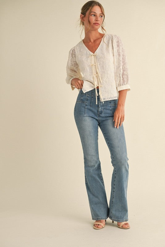 Natural 3/4 Sleeved Top