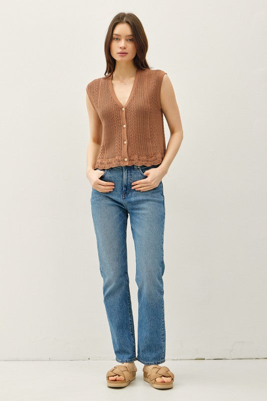 Crochet Knit Tank Clay/Taupe