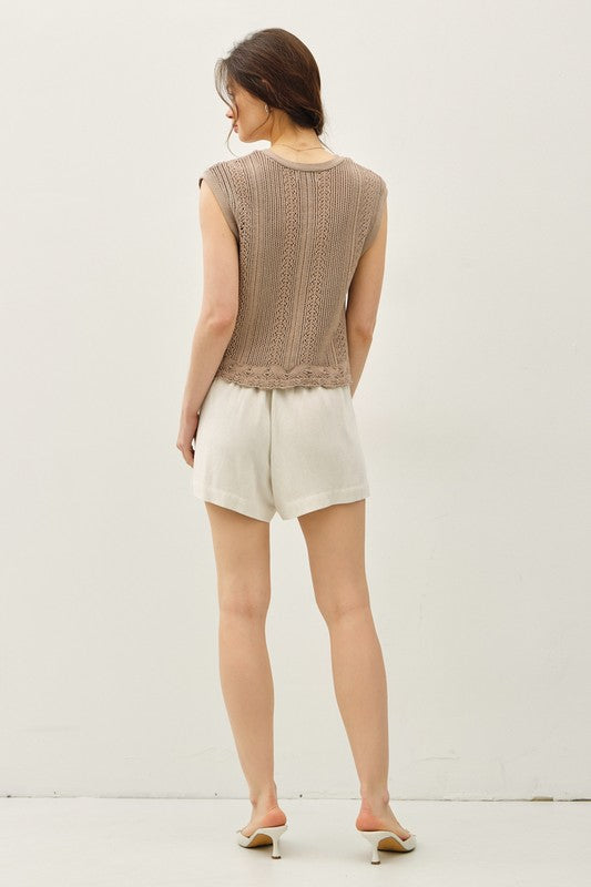 Crochet Knit Tank Clay/Taupe