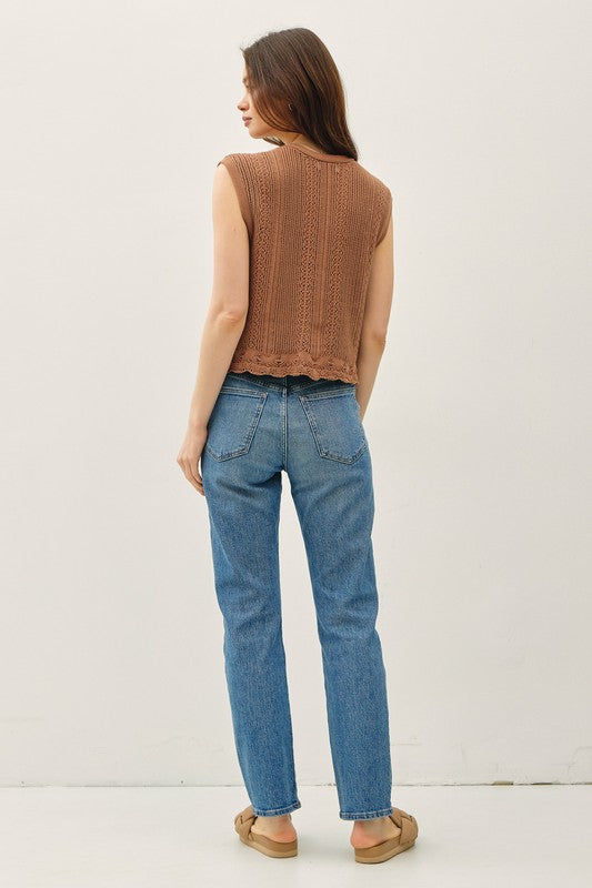 Crochet Knit Tank Clay/Taupe