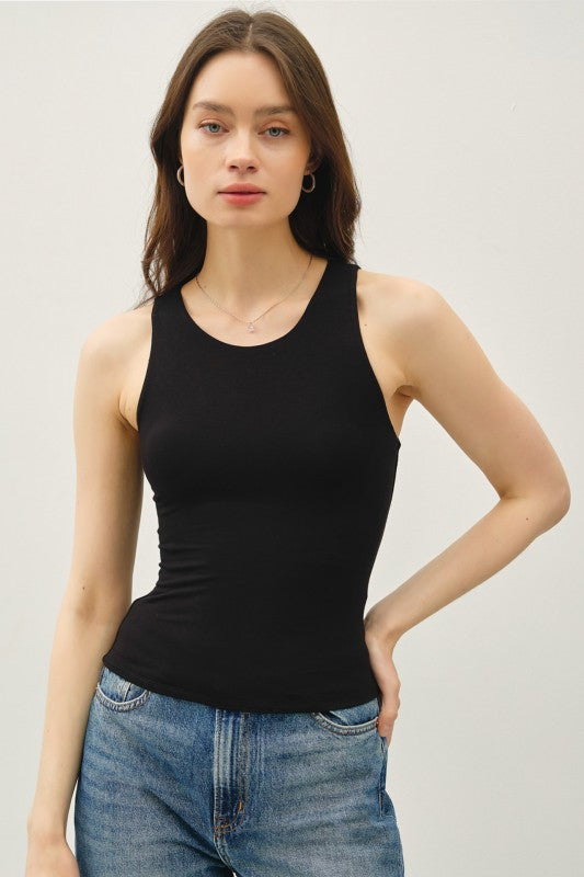 Black Round Neck Tank