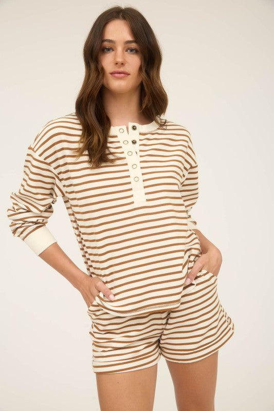 Brown Striped Henley