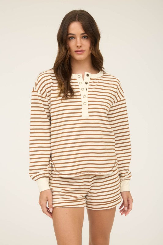 Brown Striped Henley