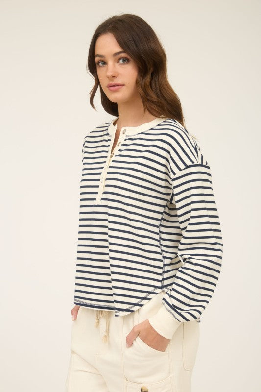 Navy Striped Henley