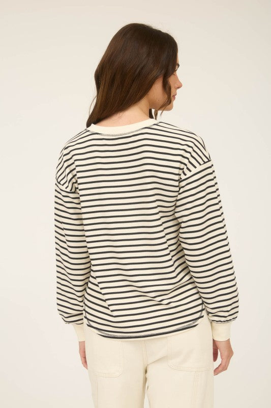 Black Striped Henley