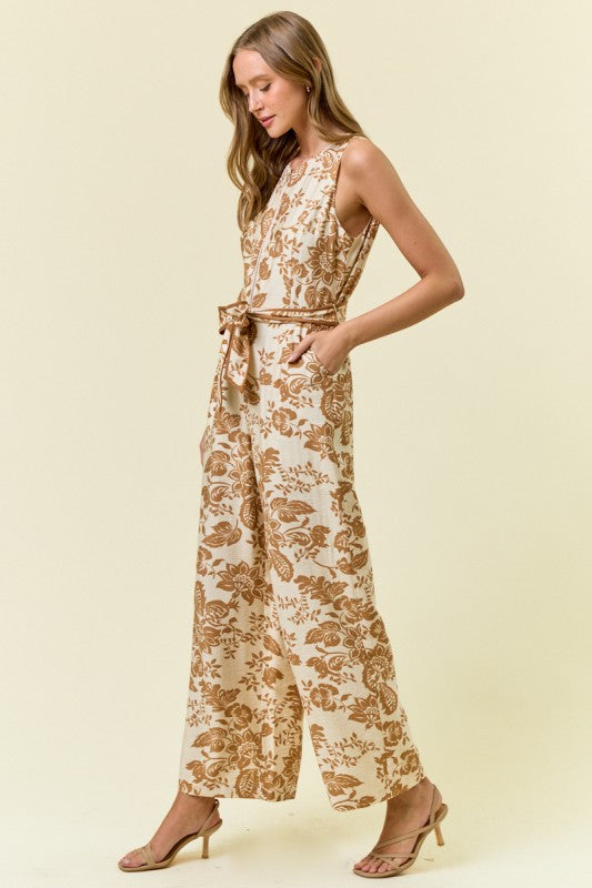 Mocha Paisley Print Jumpsuit