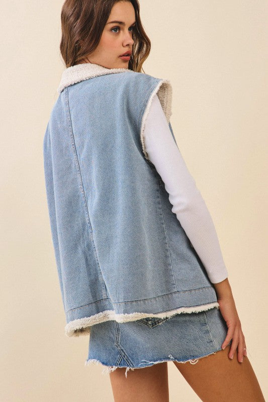 Denim Sherpa Vest