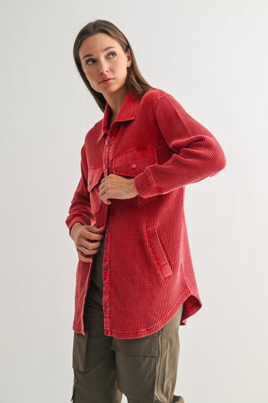 Garnet Red Waffle Jacket