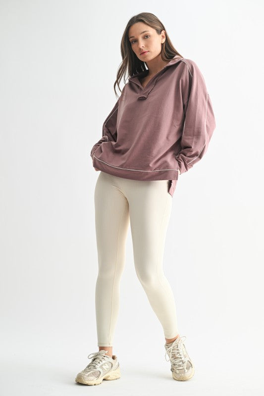 Rose Taupe Collared Pullover
