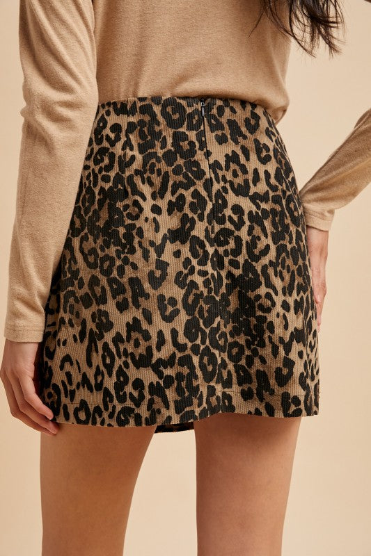 Mocha Leopard Print Skirt