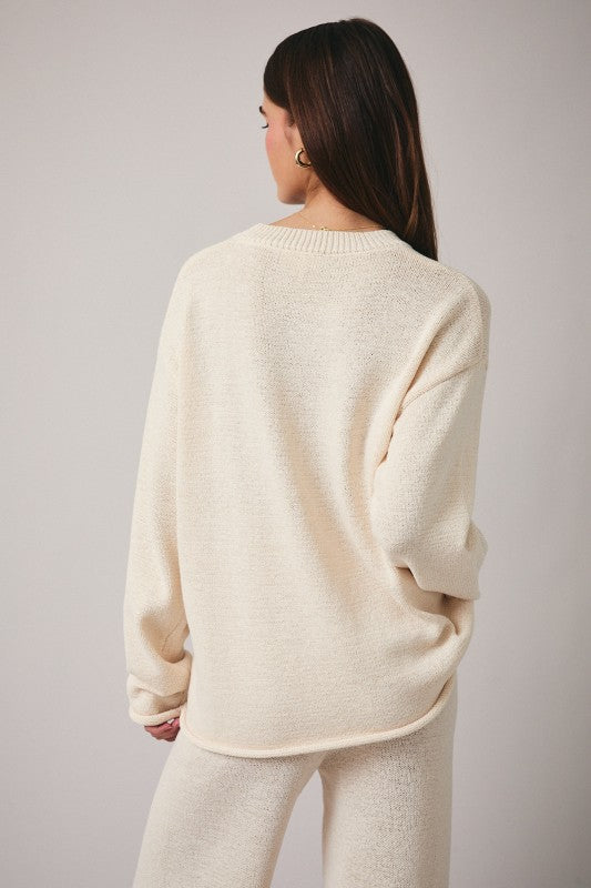 Cream Yarn Sweater Top