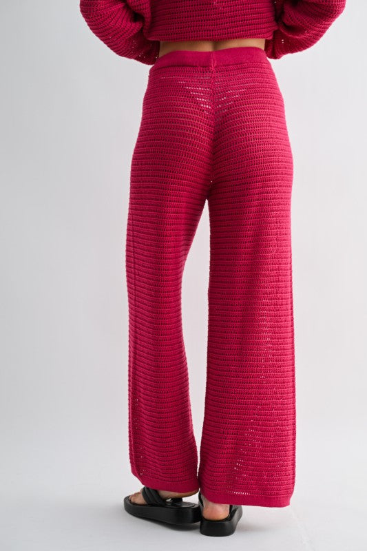 Plum Pink Breezy Crochet Pants