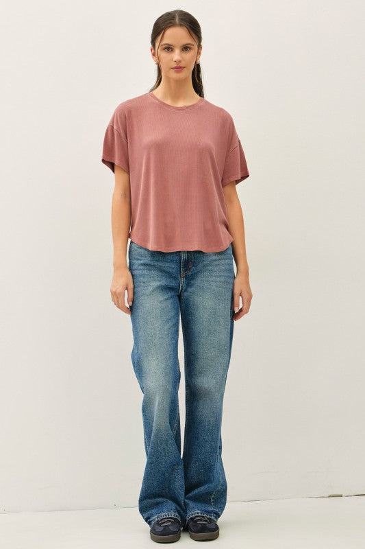 Terracotta Ribbed Tee