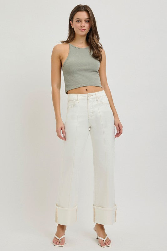 Cream Wide Cuffed Risen