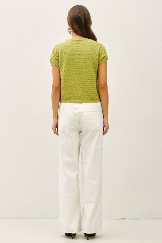 Matcha Pointelle Cardigan