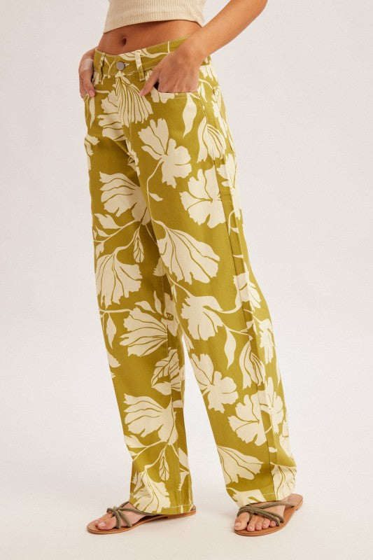 Matcha Floral Print Pants