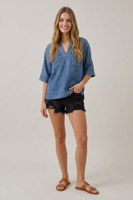 Dk Denim Patch Pocket Top