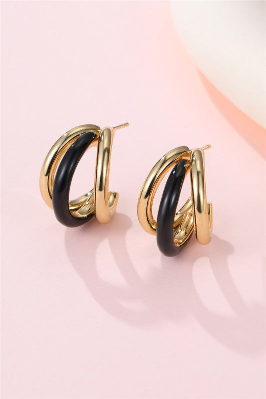 Black/Off White Triple Hoops