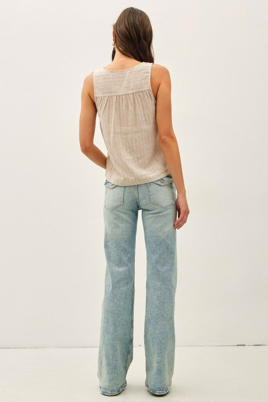 Linen Almond Striped Tank