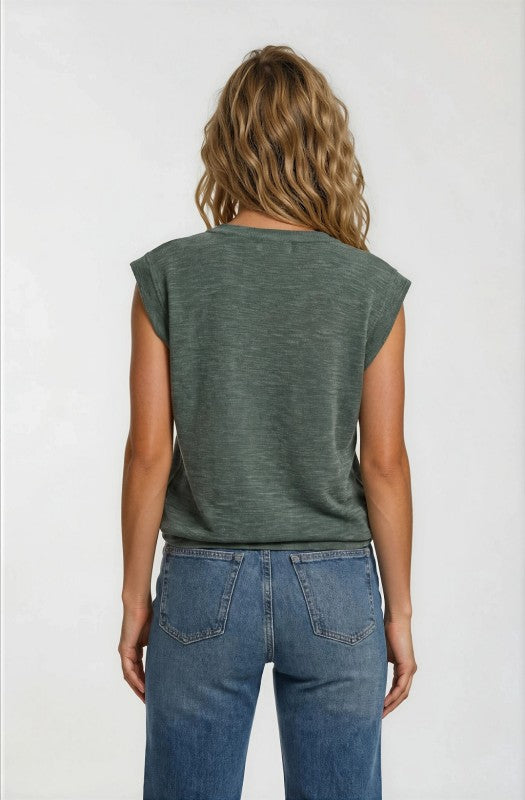 Hunter Green Banded Arm Top