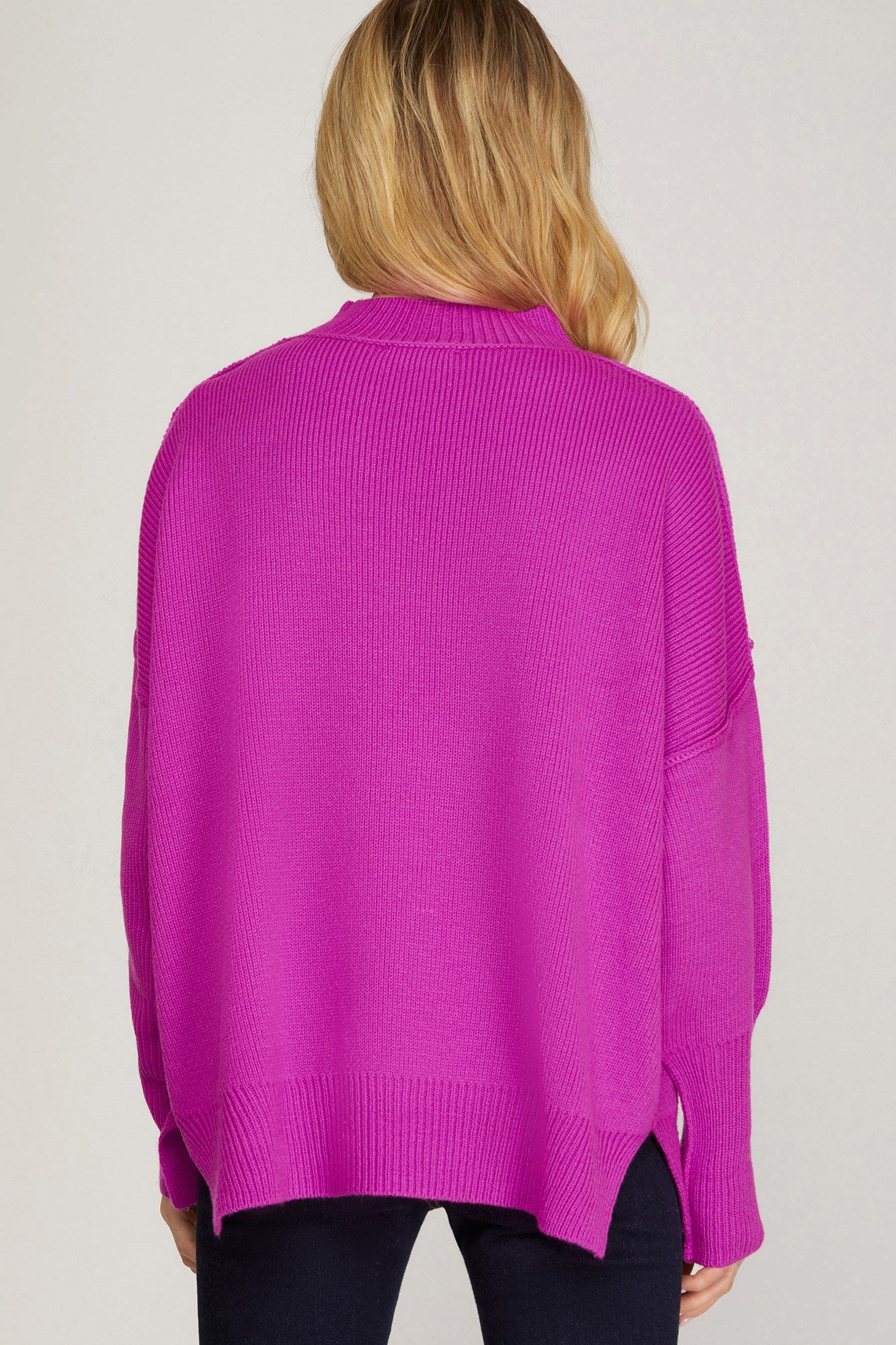 Magenta Pink Mock Neck