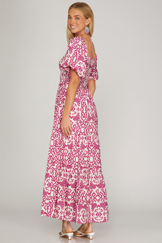 Fuchsia Print Maxi