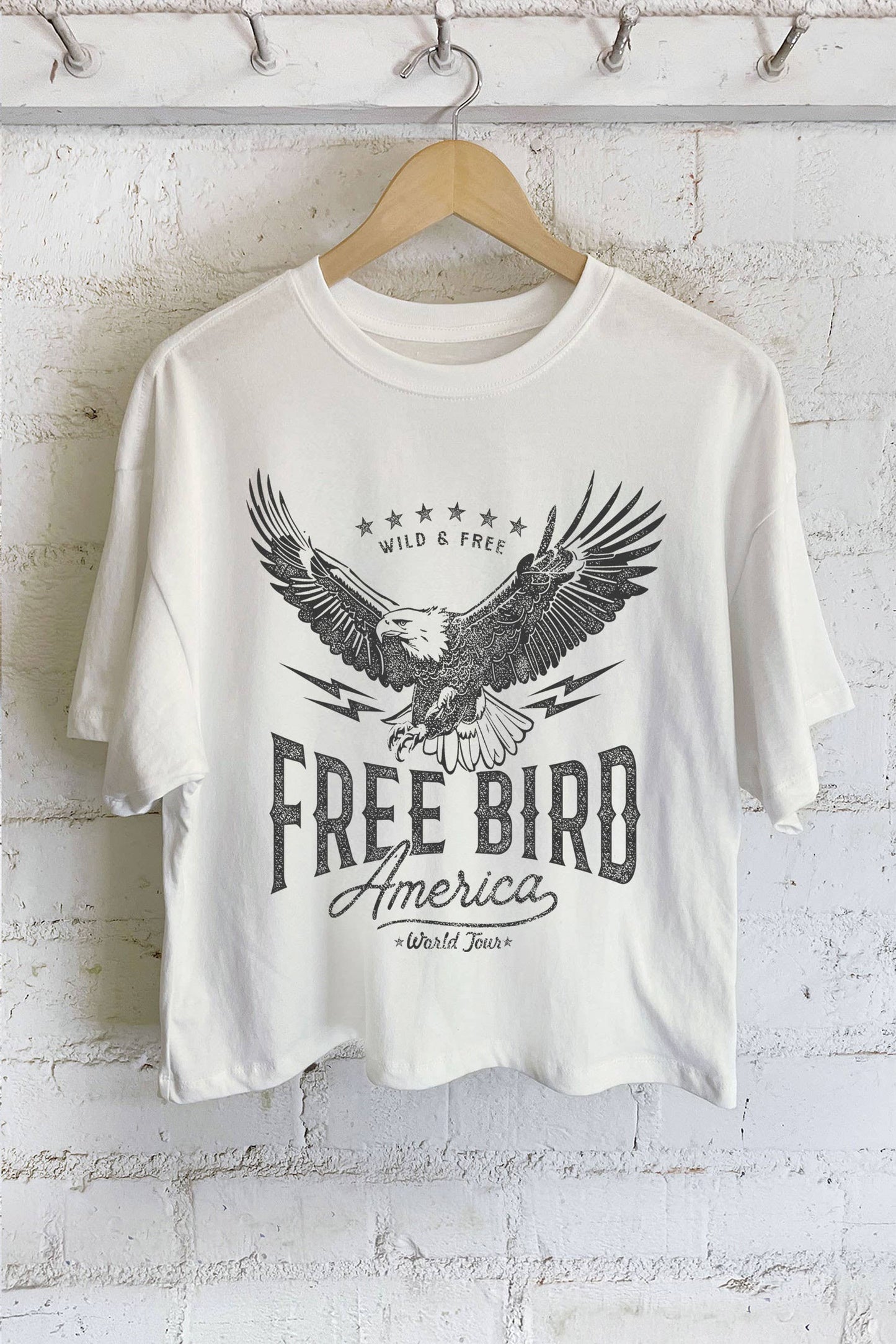 FREE BIRD AMERICA GRAPHIC LONG CROP TOP - EAGLE