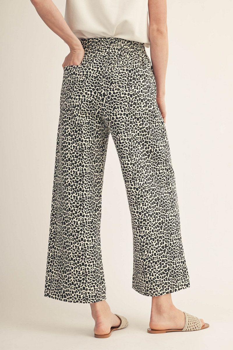 Scalloped Trim Leopard Pants