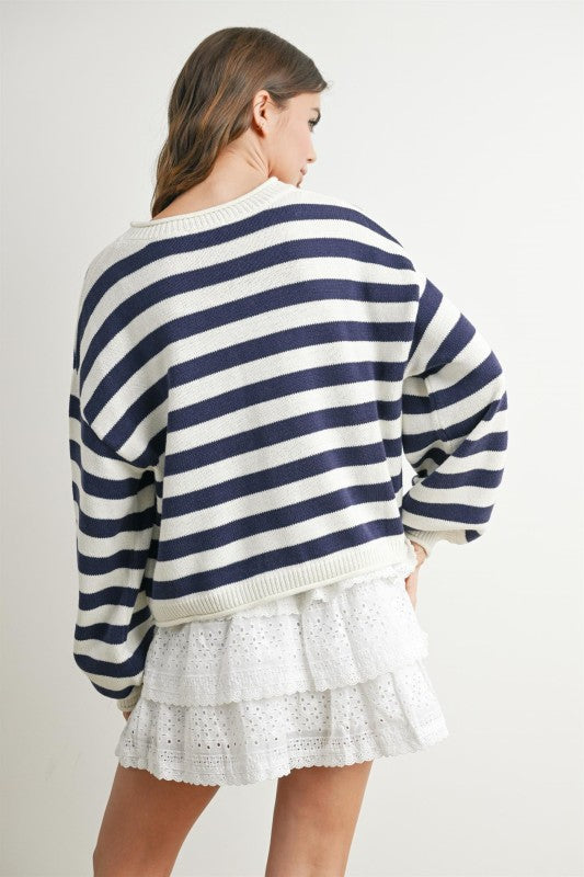 Timeless Navy Striped Cardi
