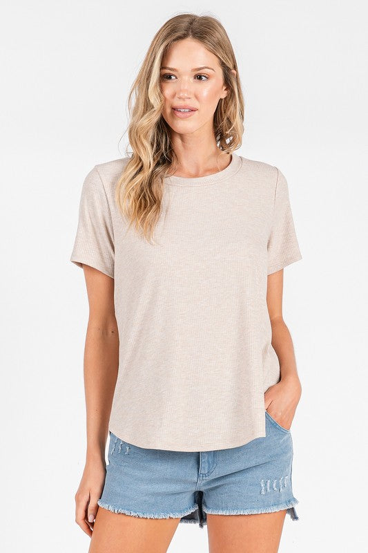 Ribbed Round Neck Tee - 3 Colors